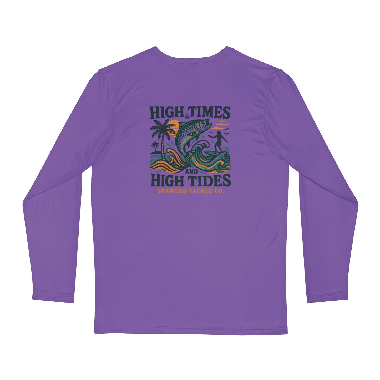 Purple Long Sleeve Fishing Shirt - 'High Times and High Tides', Outdoor Apparel, Gift for Fishermen, Summer Style, Beach Wear