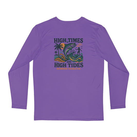 Purple Long Sleeve Fishing Shirt - 'High Times and High Tides', Outdoor Apparel, Gift for Fishermen, Summer Style, Beach Wear