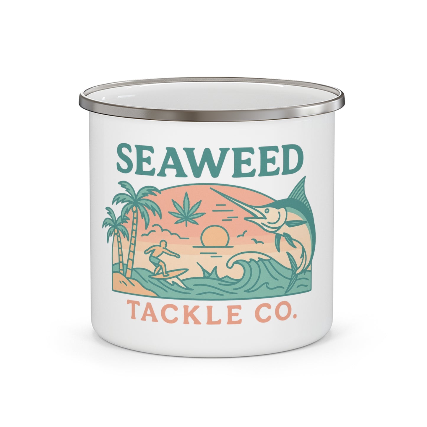 Seaweed Tackle Co. Enamel Camping Mug - Adventure Mug, Fishing Gift, Outdoorsy Mug, Beach Lover Gift, Camping Accessories